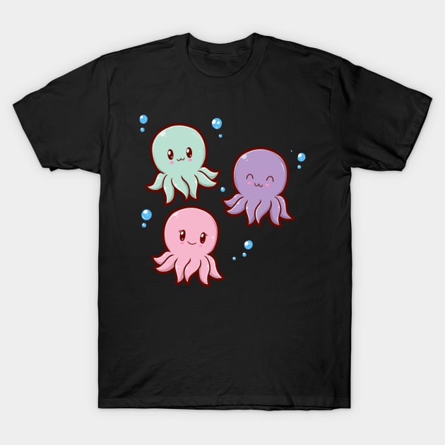 Kawaii Octopi Bubbles T-Shirt by MimicGaming